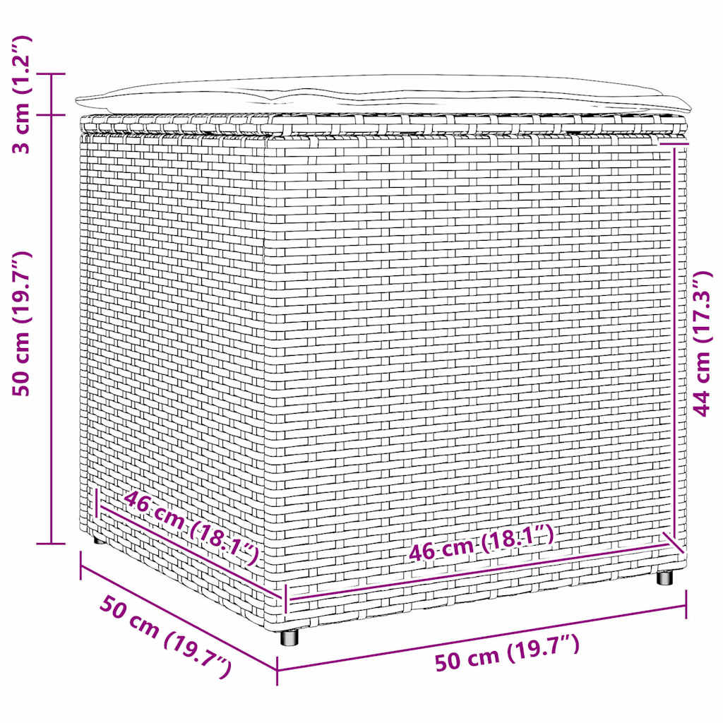 Caixa de Almofadas Cinzenta 50 x 50 x 50 cm Poliratão