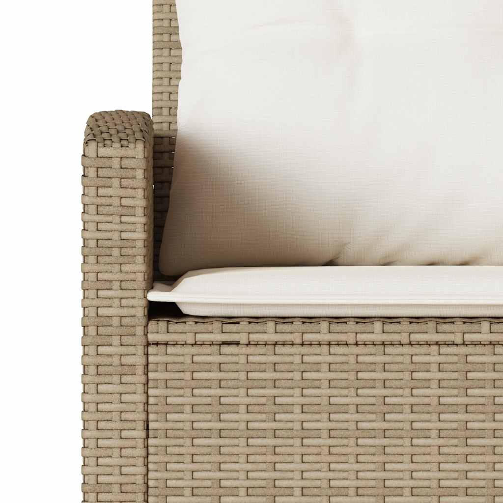 Sofá en forma de L con cojines ratán sintético beige