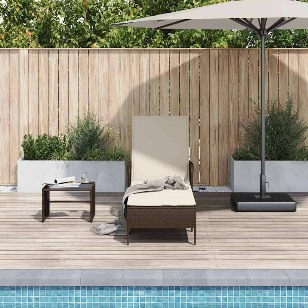 Tumbona 3 pcs Beige y crema 55 x 200 x 92 cm ratán sintético
