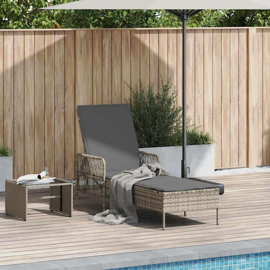 Tumbona 3 pcs Beige y crema 55 x 200 x 92 cm ratán sintético