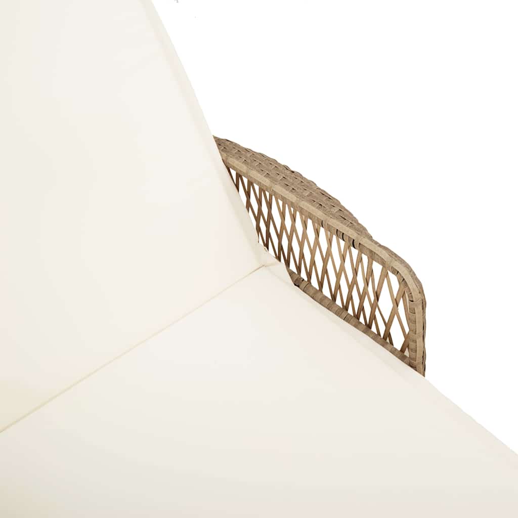 Tumbona 3 pcs Beige y crema 55 x 200 x 92 cm ratán sintético