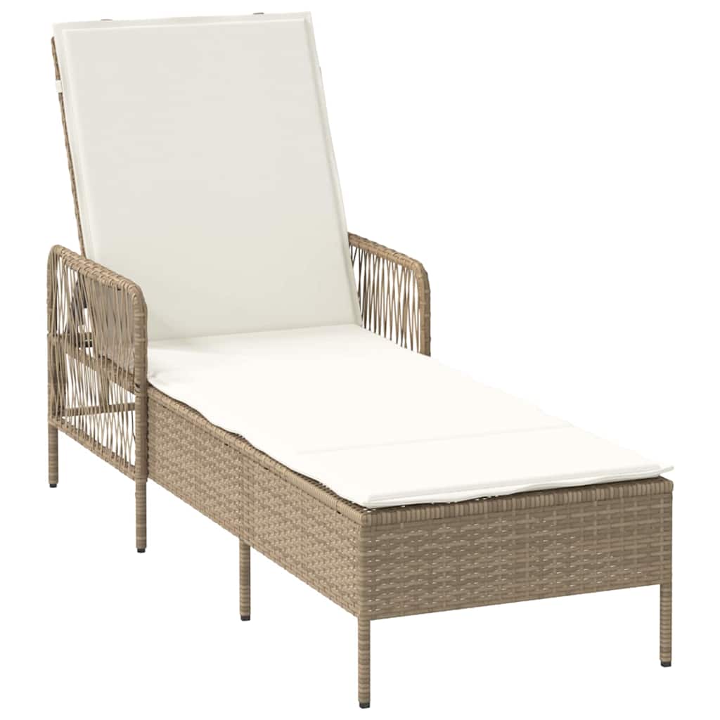 Tumbona 3 pcs Beige y crema 55 x 200 x 92 cm ratán sintético
