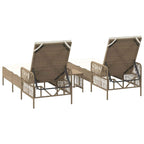 Tumbona 3 pcs Beige y crema 55 x 200 x 92 cm ratán sintético