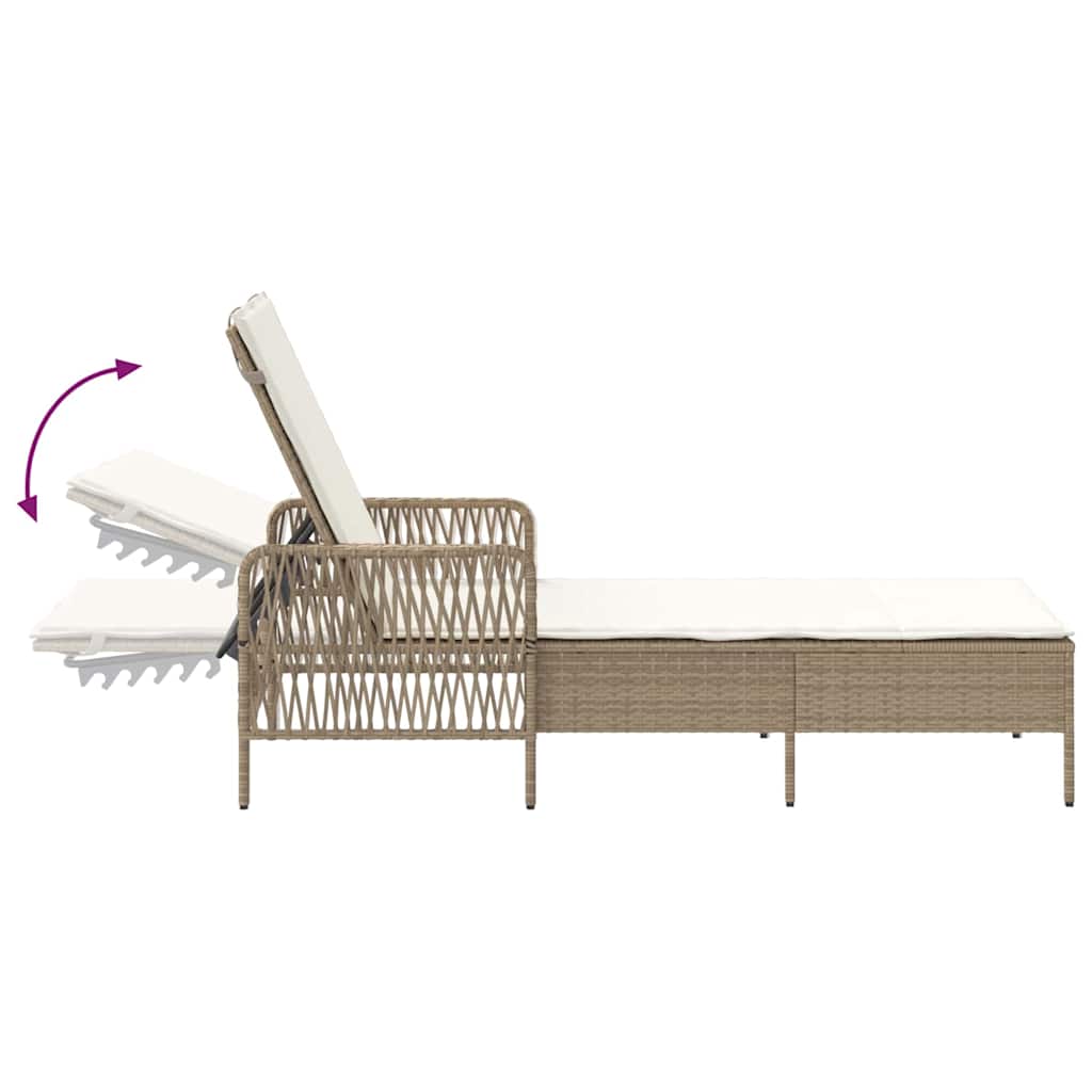 Tumbona 3 pcs Beige y crema 55 x 200 x 92 cm ratán sintético