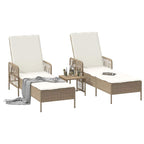 Tumbona 3 pcs Beige y crema 55 x 200 x 92 cm ratán sintético