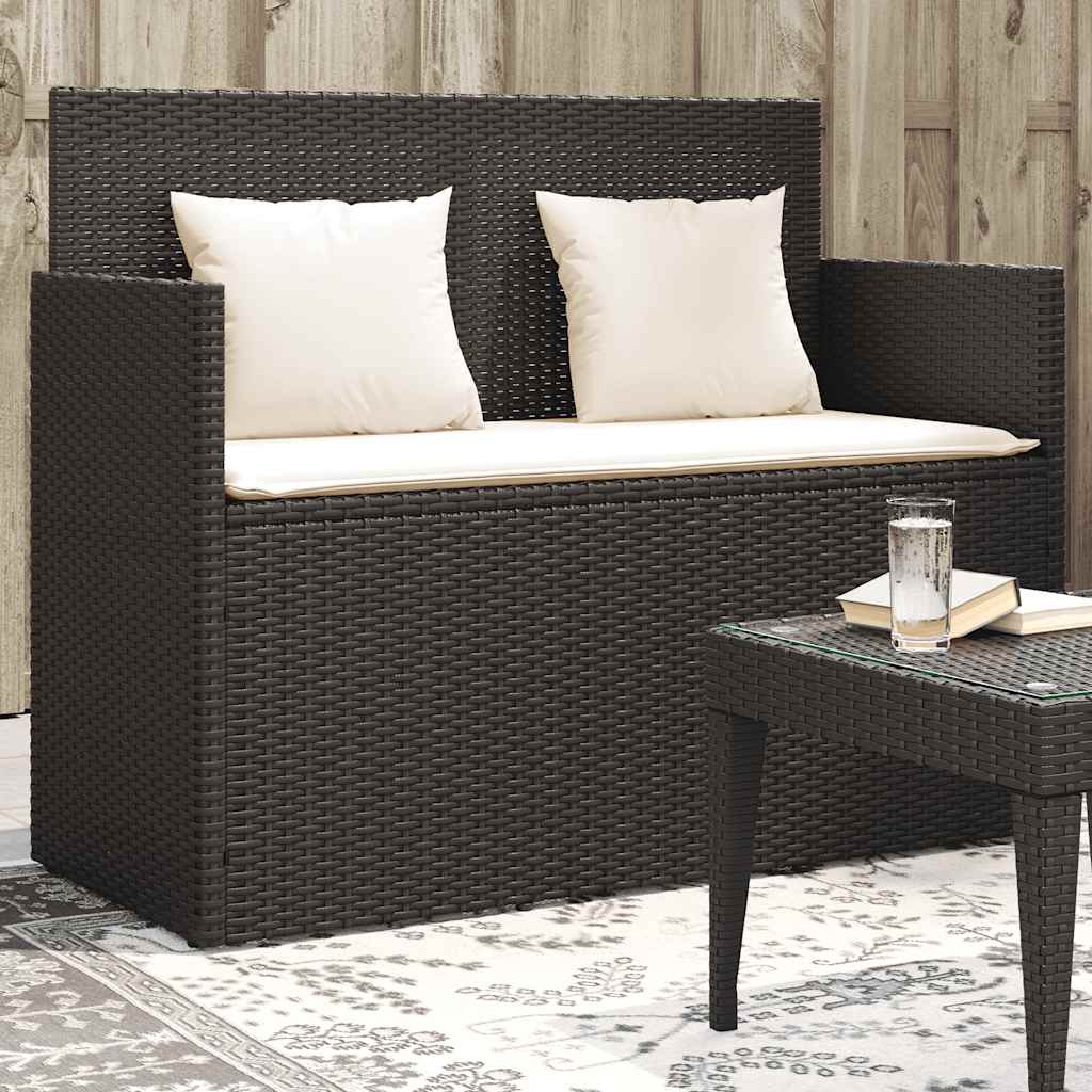 Banco de jardín con cojines ratán sintético beige