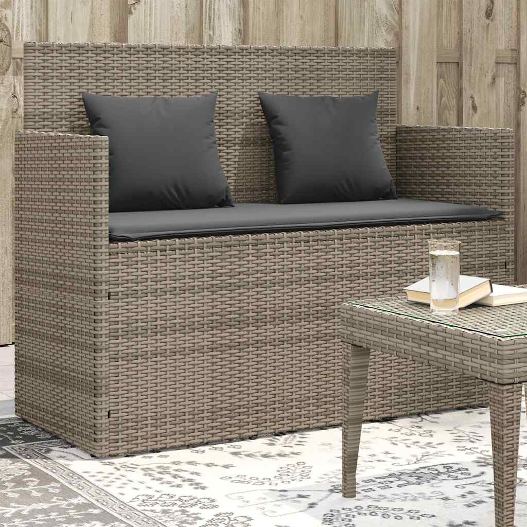 Banco de jardín con cojines ratán sintético beige