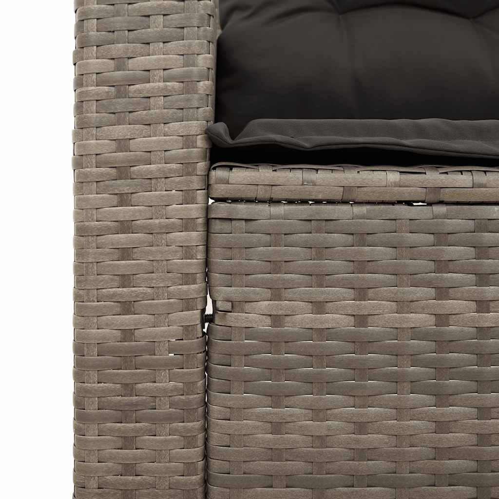 Set de sofá de jardín 3 pzas y cojines ratán sintético gris
