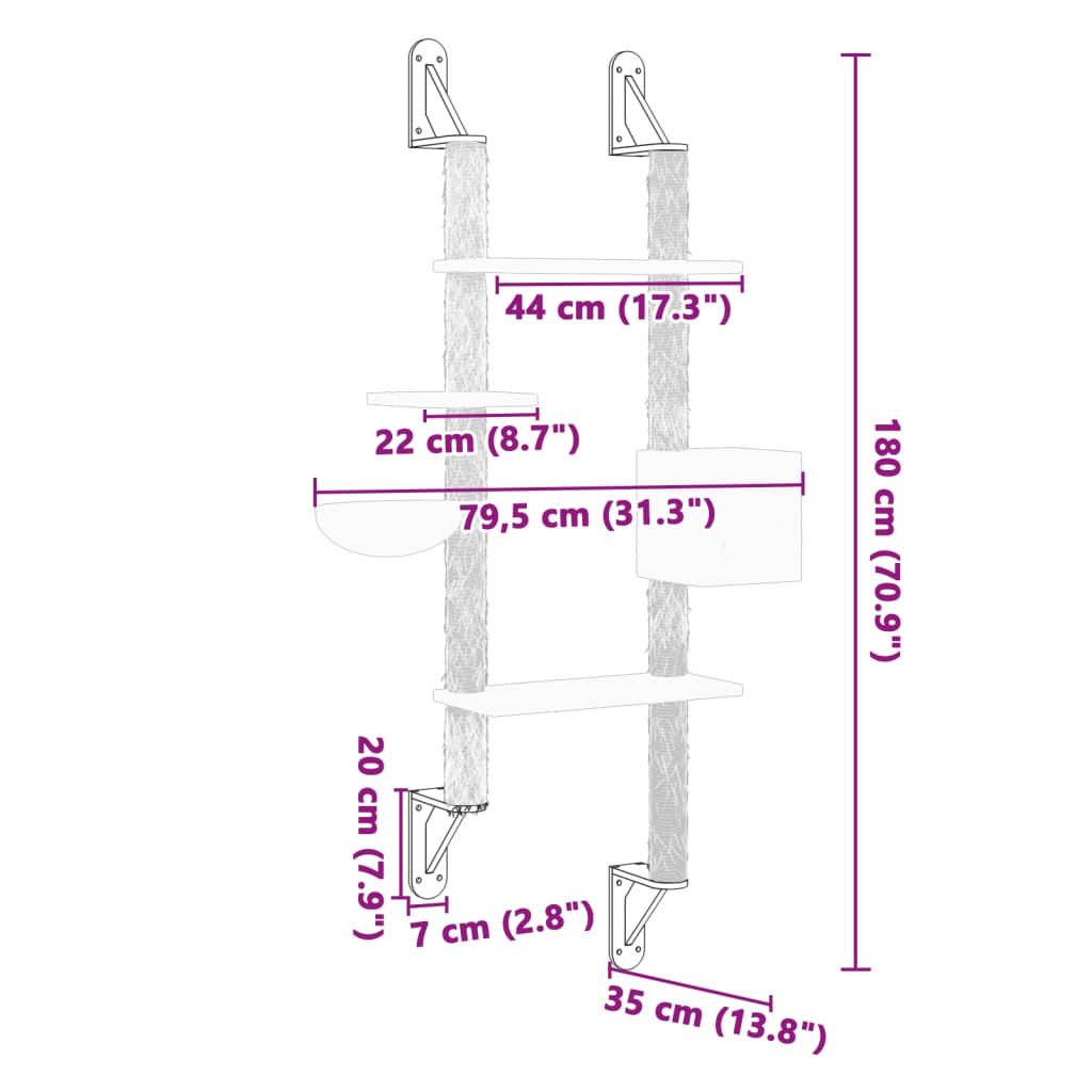 Árbol rascador para gatos de pared gris oscuro 180 cm