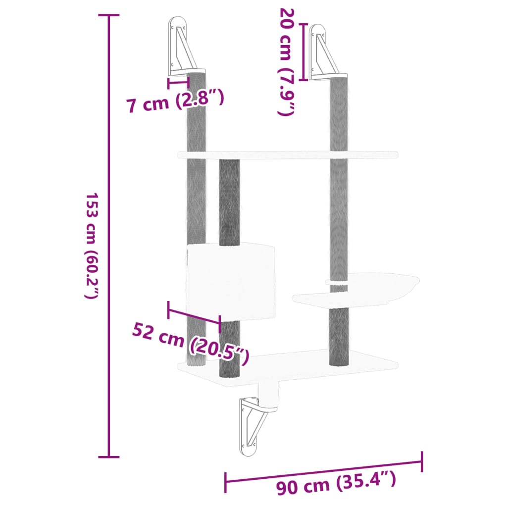 Árbol rascador para gatos de pared gris oscuro 153 cm