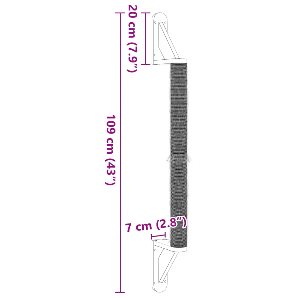 Poste rascador de pared para gatos sisal 109 cm