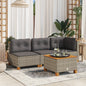 Black garden table 55x55x37 cm poly rattan and acacia wood