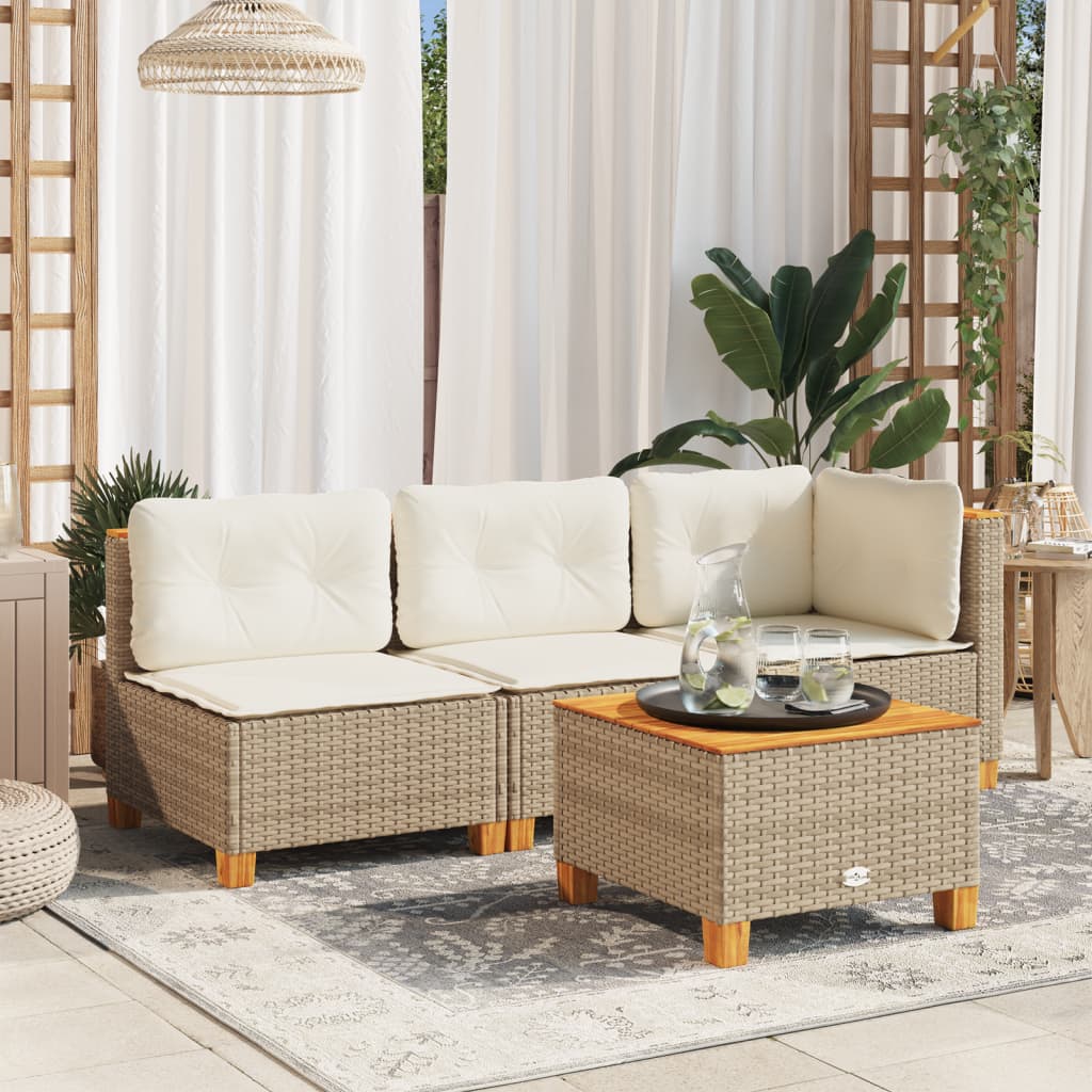 Mesa de jardim preta 55x55x37 cm vime sintético e madeira de acácia