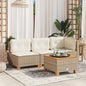 Black garden table 55x55x37 cm poly rattan and acacia wood