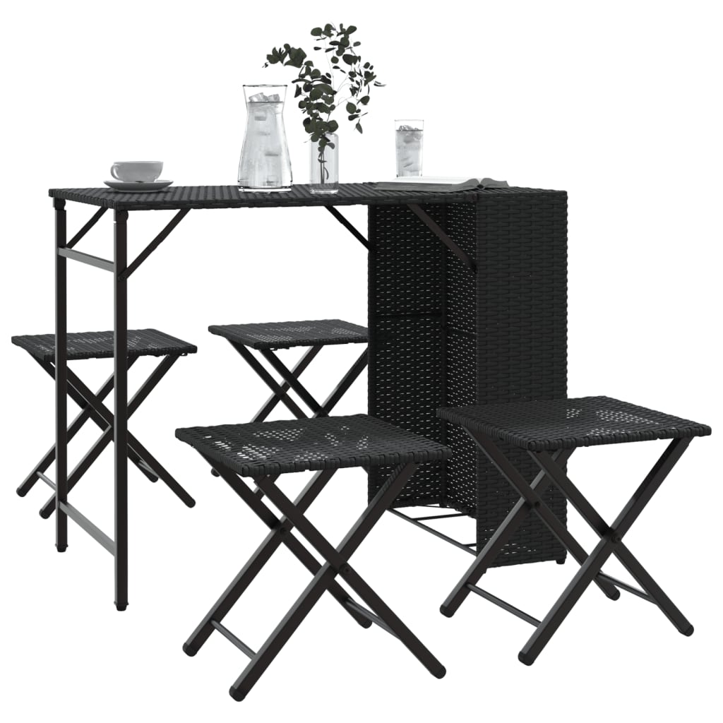 Juego de comedor de jardín plegable 5 piezas ratán PE beige