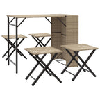 Juego de comedor de jardín plegable 5 piezas ratán PE beige