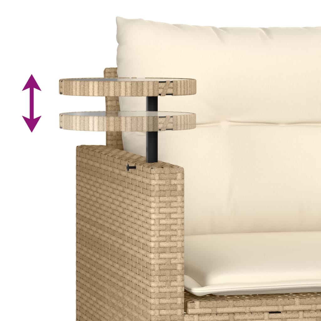 Juego de sofás de jardín con cojines beige 3 pzas ratán PE