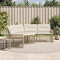 Sofá de jardín forma de L cojines y reposapiés ratán PE gris