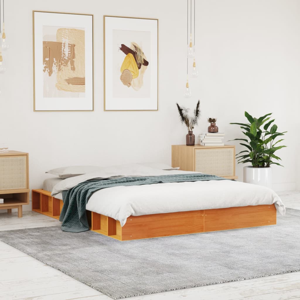 Cama sin colchón madera maciza de pino blanca 180x200 cm