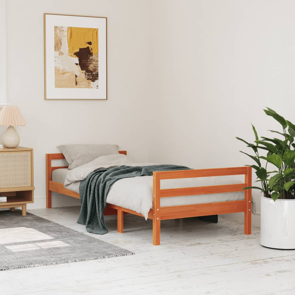 Cama sin colchón madera maciza de pino blanca 180x200 cm