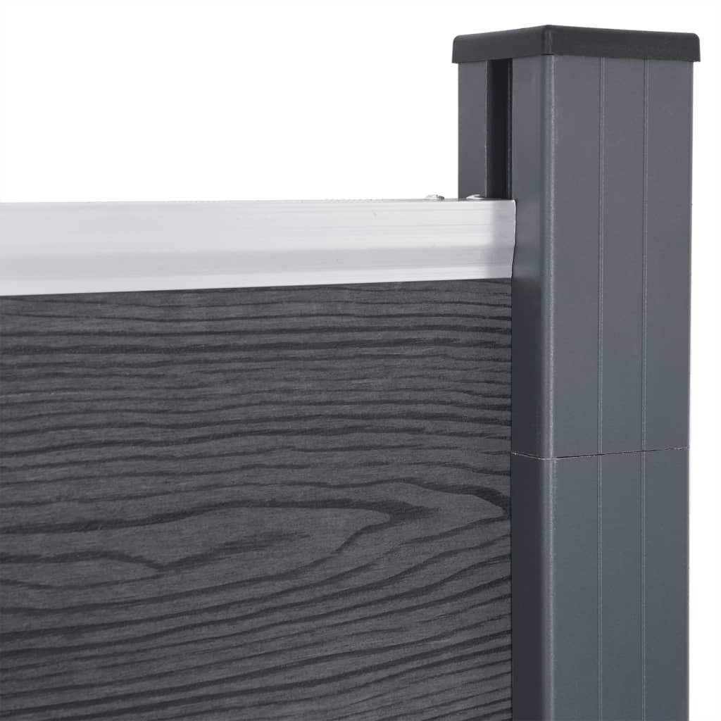 Juego de paneles de valla WPC gris 180x186 cm