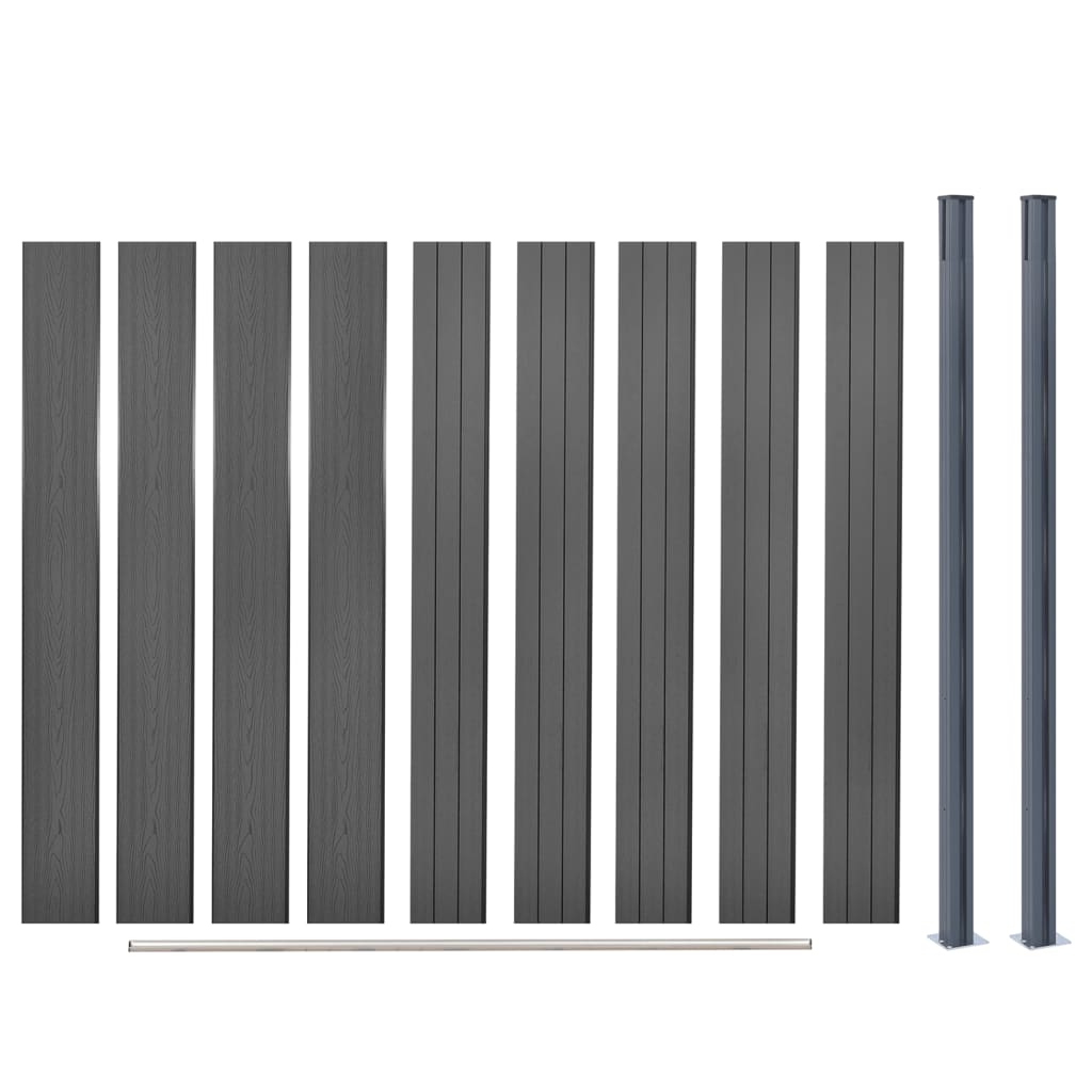 Juego de paneles de valla WPC gris 180x186 cm