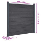Juego de paneles de valla WPC gris 180x186 cm