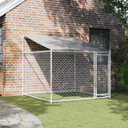 Jaula de perros techo y puerta acero galvanizado gris 2x2x2 m
