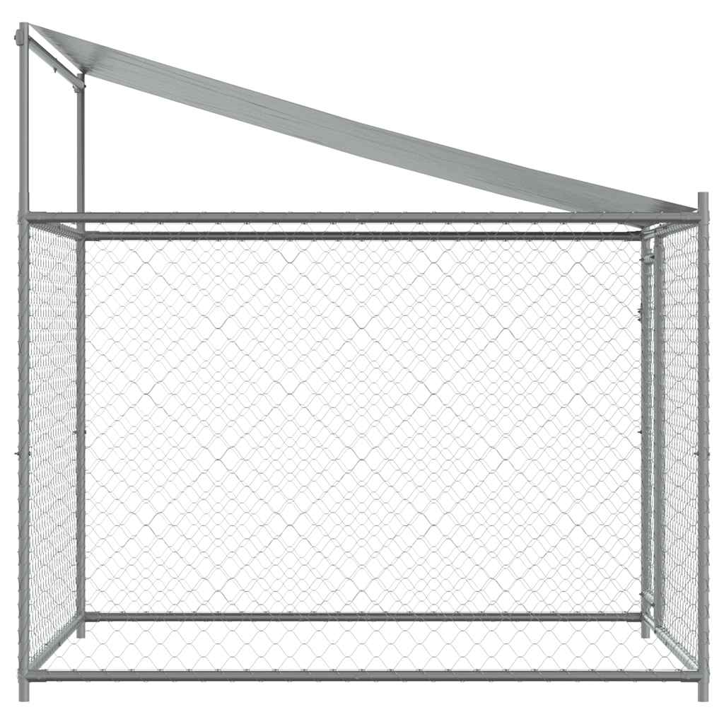 Jaula de perros techo y puerta acero galvanizado gris 2x2x2 m