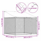 Jaula de perros techo y puerta acero galvanizado gris 2x2x2 m