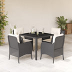 Set de comedor jardín 11 pzas con cojines ratán sintético negro