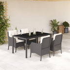 Set de comedor jardín 11 pzas con cojines ratán sintético negro