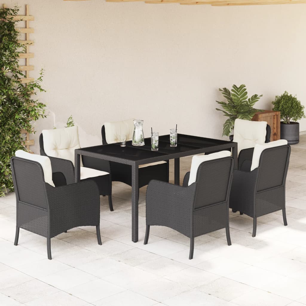 Juego de comedor para jardín 9 piezas textilene negro