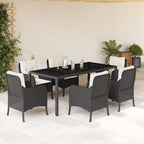 Juego de comedor para jardín 9 piezas textilene negro