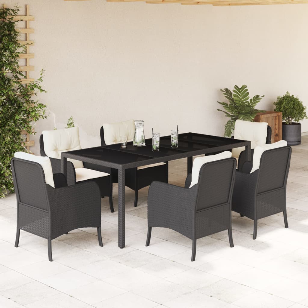 Juego de comedor para jardín 9 piezas textilene negro