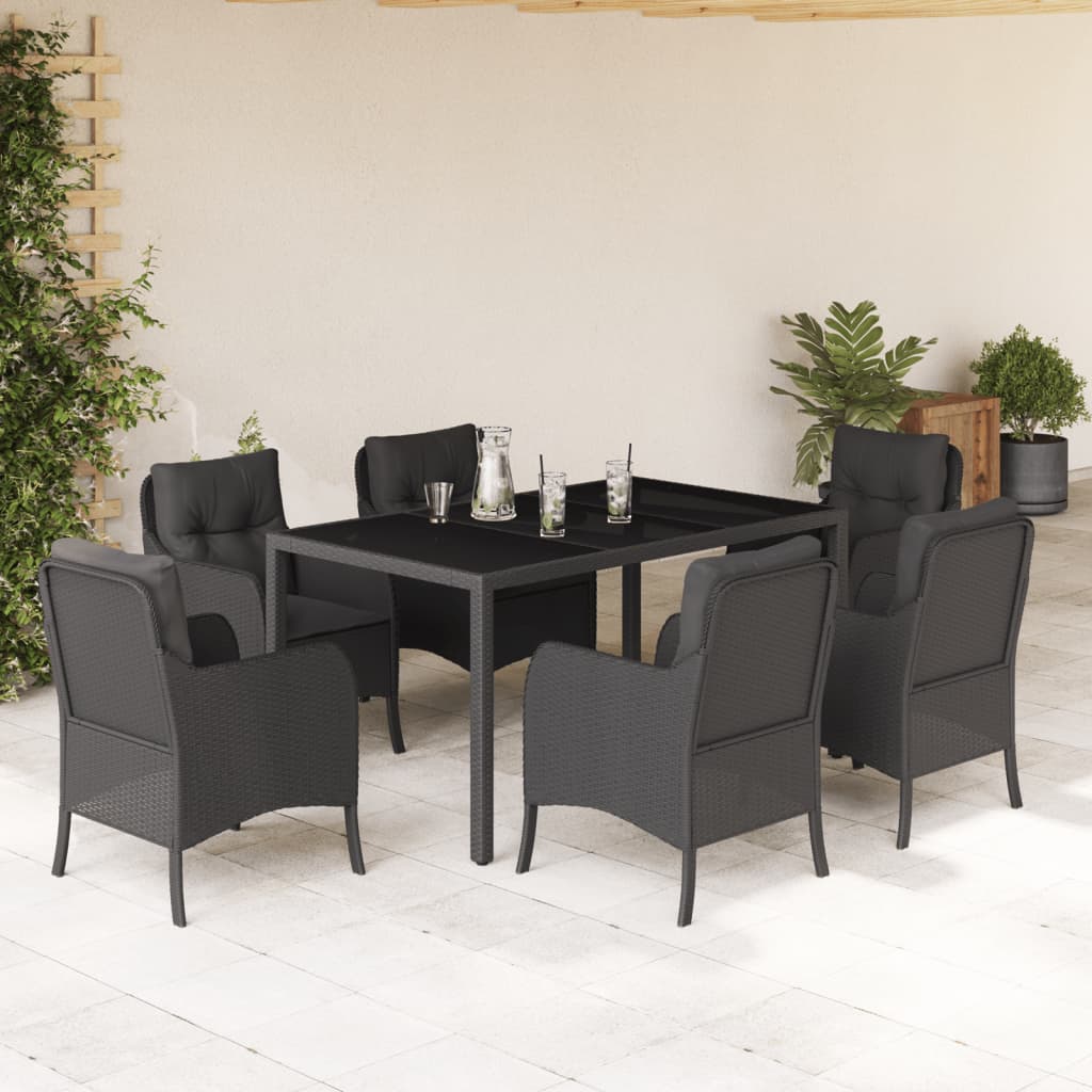 Juego de comedor para jardín 9 piezas textilene negro
