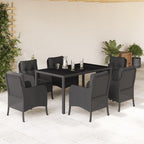 Juego de comedor para jardín 9 piezas textilene negro