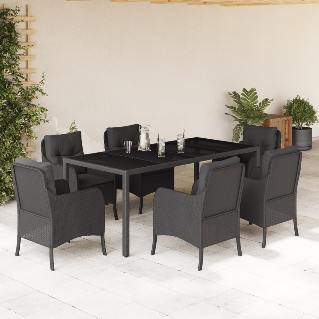 Juego de comedor para jardín 9 piezas textilene negro