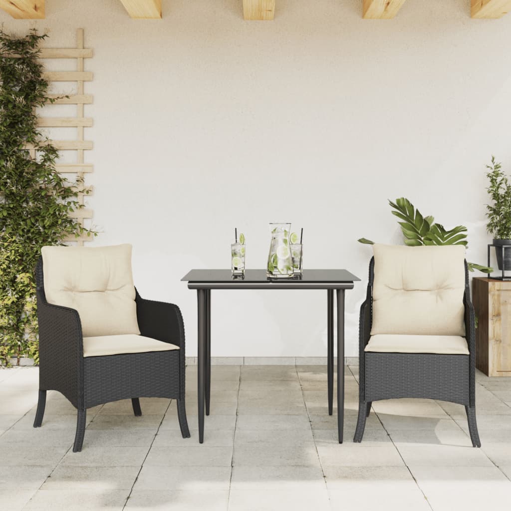 Juego de comedor para jardín 9 piezas textilene negro