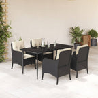 Set de comedor jardín 11 pzas con cojines ratán sintético negro