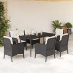 Juego de comedor para jardín 9 piezas textilene negro