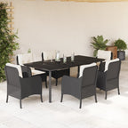 Juego de comedor para jardín 9 piezas textilene negro