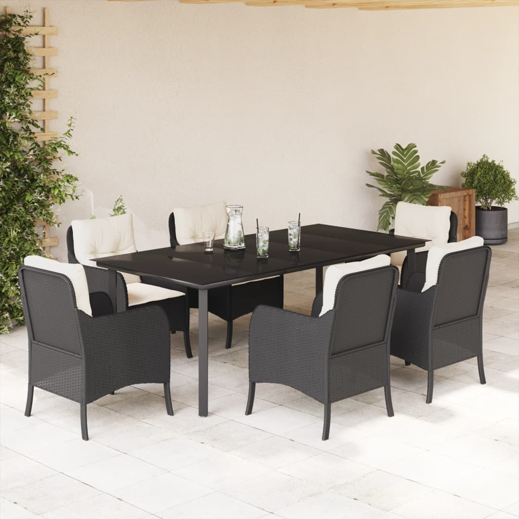 Juego de comedor para jardín 9 piezas textilene negro