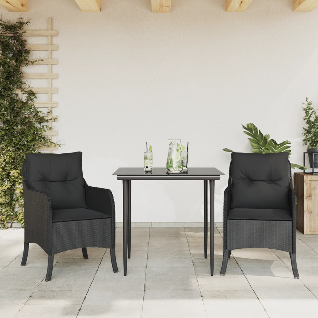 Juego de comedor para jardín 9 piezas textilene negro