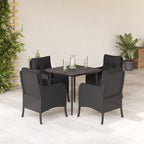 Set de comedor jardín 11 pzas con cojines ratán sintético negro