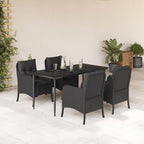 Set de comedor jardín 11 pzas con cojines ratán sintético negro