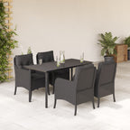 Set de comedor jardín 11 pzas con cojines ratán sintético negro