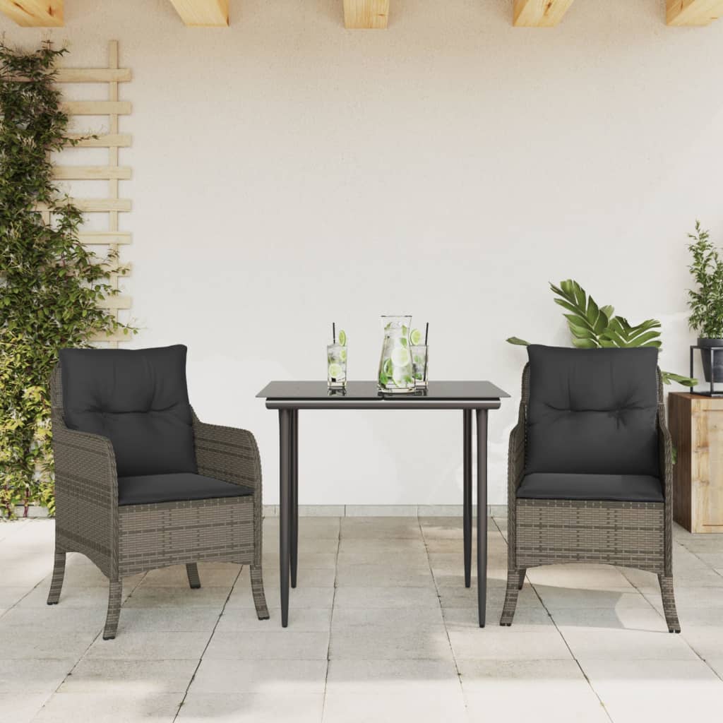 Juego de comedor para jardín 9 piezas textilene negro