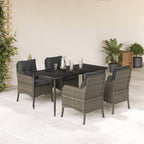 Juego de comedor para jardín 9 piezas textilene negro