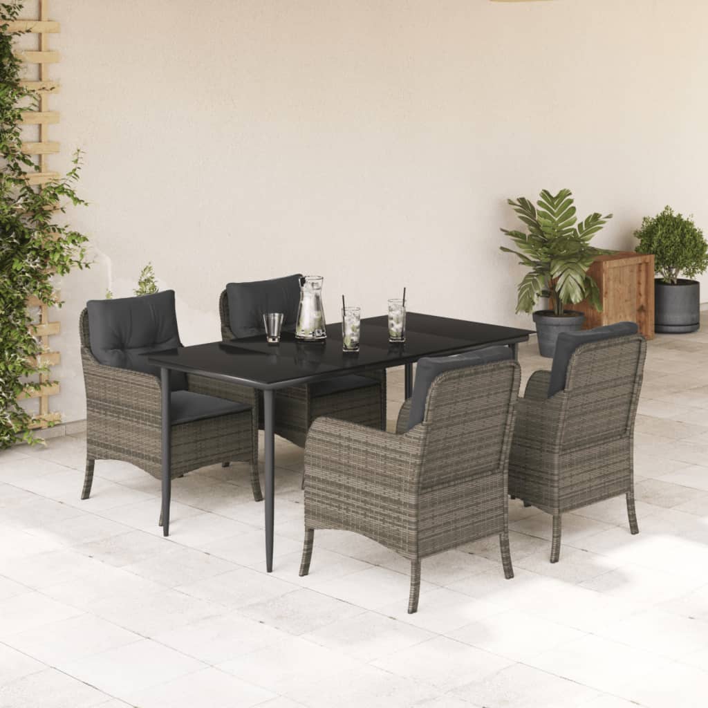 Juego de comedor para jardín 9 piezas textilene negro